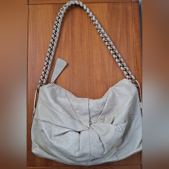Vintage Guess leather hobo squishy slouchy studded rosette braided metal chain - Picture 1 of 16